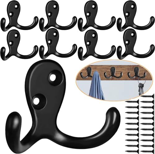 10-Pack Black Coats Hooks