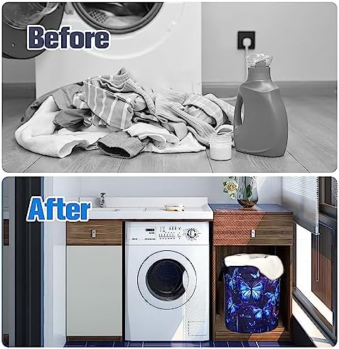 Blue Purple Butterfly Laundry Basket