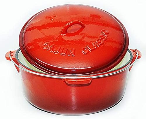 12 Qt Red Enamel Cast Iron Dutch Oven