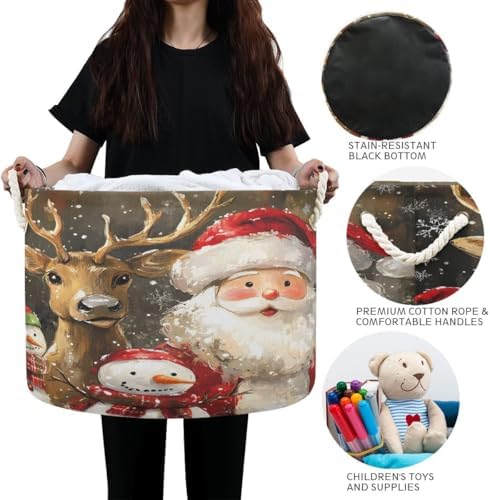 Reindeer Santa Snowman Large Open Storage Basket