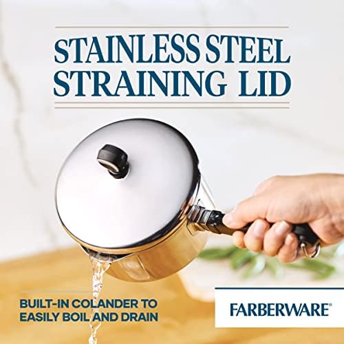 Farberware Classic Stainless Steel 1-Quart Straining Saucepan Silver