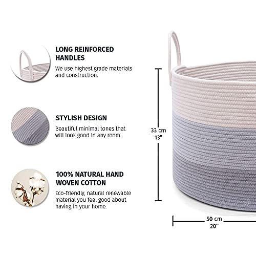OrganiHaus Gray Extra Large Storage Basket for Blankets