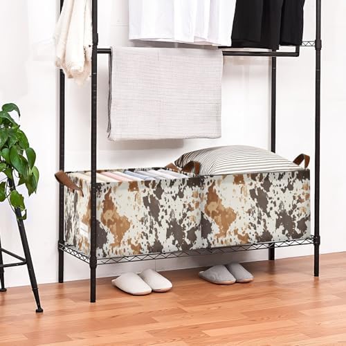 yetetasbin cow print storage basket