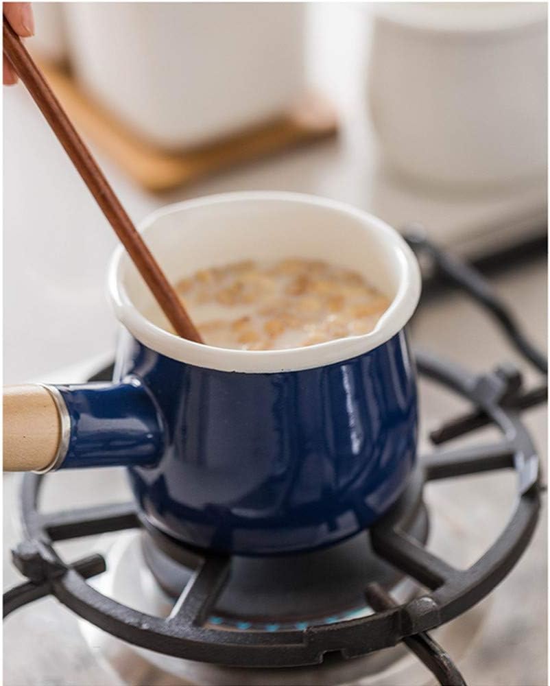 YumCute Enamel Saucepan 4 Inch 17 Oz Butter Warmer with Wooden Handle