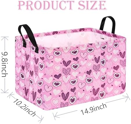 ACMUUNI Pink Heart Storage Basket for Kids and Laundry