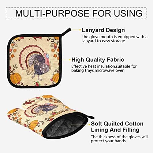 Thanksgiving Decoration Oven Mitts and Pot Holders Set