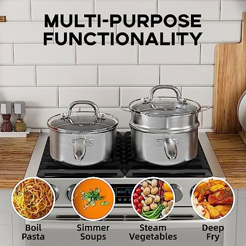 Leetaltree 15 Quart Stainless Steel Saucepan with Steamer Basket