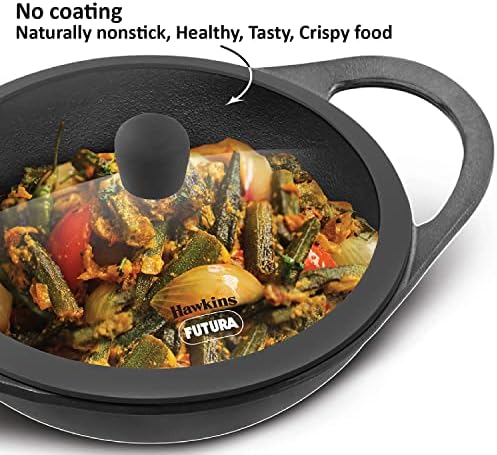 HAWKINS Futura 2L Cast Iron Kadhi Nonstick for Perfect Cooks