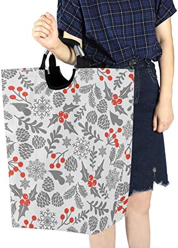 SUSIYO Winter Holly Berries Collapsible Laundry Basket