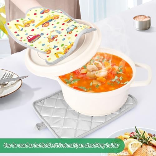 Double Potholder Set Excavator Truck Heat-Resistant Oven Mitts
