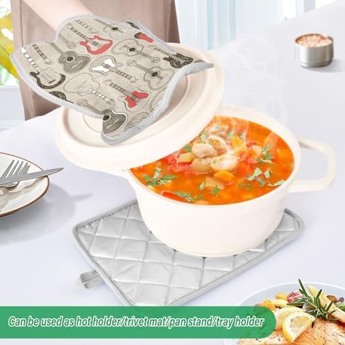Heat-Resistant Potholder Set with Dual Pockets for Cooking Baking