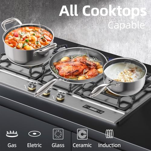 3 Quart Stainless Steel Saucepan with Ceramic Lid