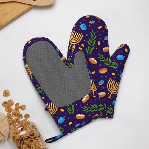 Happy Hanukkah jewish festival oven mitts WJJUOA