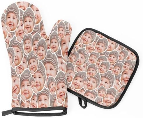 Personalized Oven Mitt Pot Holder Set with Your Face