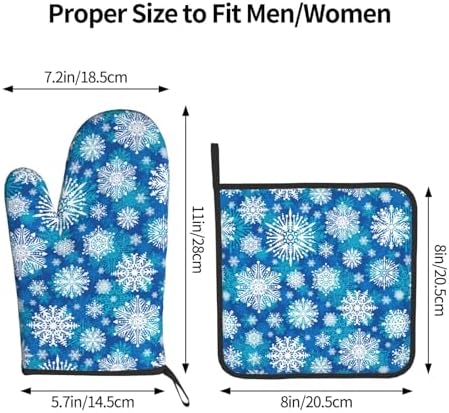 Winter Snowflakes Oven Mitts and Pot Holders 2-Piece Set