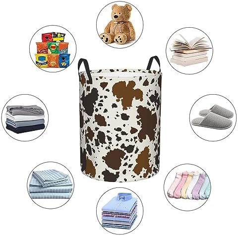 MZERSE Boys Girls Unique Laundry Hamper Basket Brown Skin Milk Cow Print