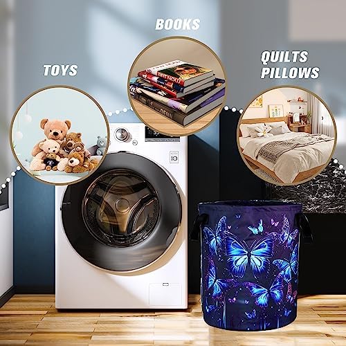 Blue Purple Butterfly Laundry Basket