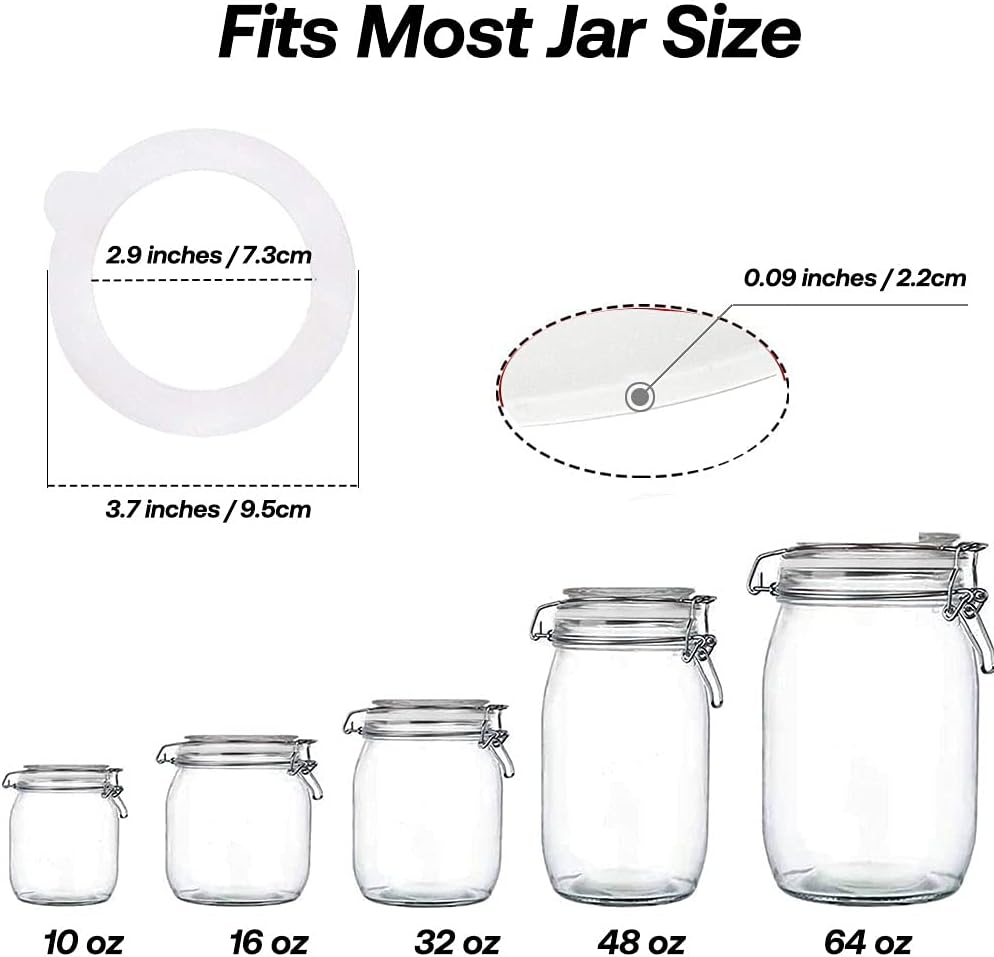 Silicone Replacement Gasket for Mason Jar Lids Leak-Proof 10pcs White Seals
