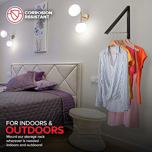 Wall-Mounted Single Foldable Clothes Rack Black