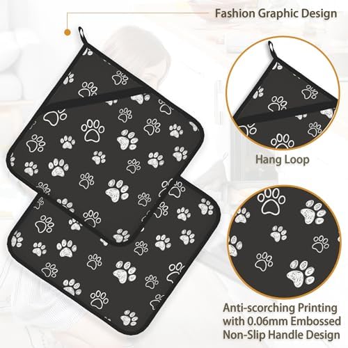 Cute Cat Dog Paw Pot Holder Set for Kitchen BBQ