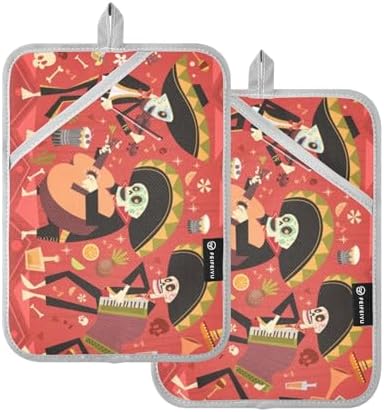 Day of Dead 2Pcs Pot Holder Set