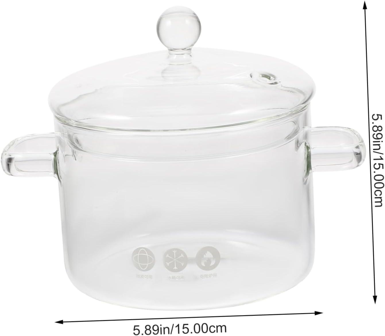 High Borosilicate Glass Soup Pot with Lid