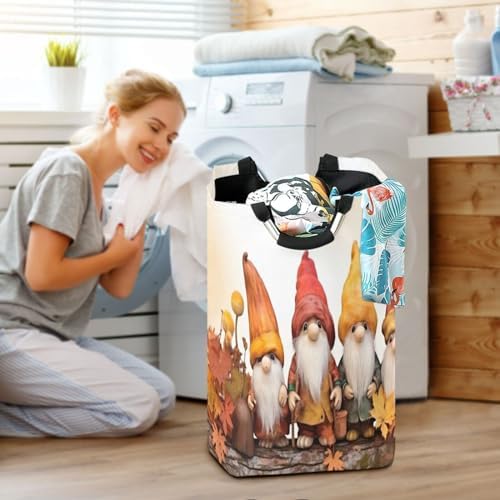 Collapsible Storage Hamper with Handles Autumn Gnomes Design Waterproof Durable