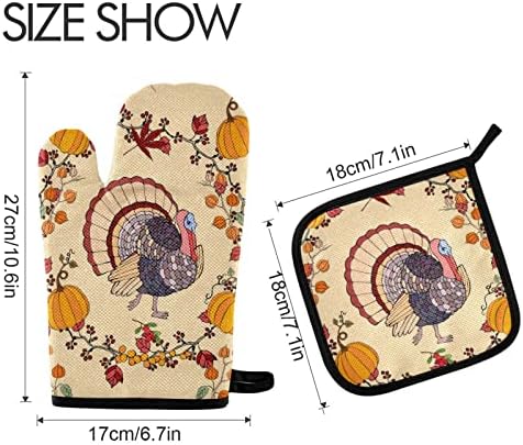 Thanksgiving Decoration Oven Mitts and Pot Holders Set