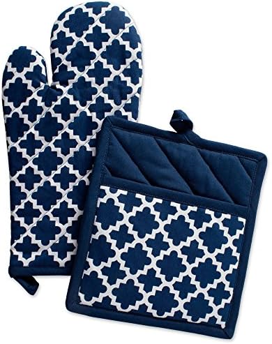 DII Lattice Oven Mitt Potholder Set 2 Piece