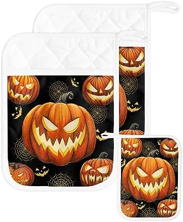 Gehucoxee Halloween Pot Holder Set with Pocket 2 Pack