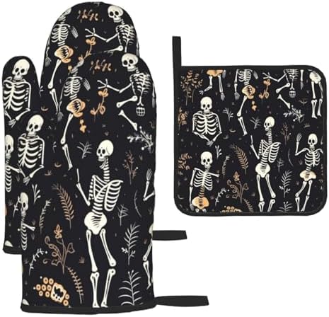 Halloween Trick or Treat Set 3 Pieces Oven Mitts Pot Holders