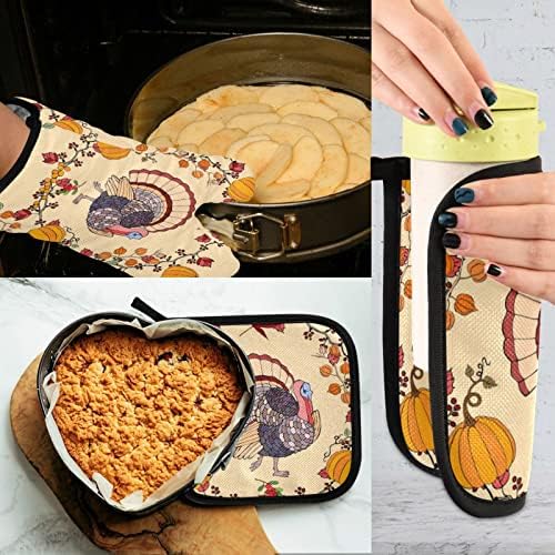 Thanksgiving Decoration Oven Mitts and Pot Holders Set