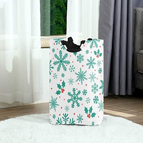 Susiyo Winter Christmas Green Snowflakes Foldable laundry basket