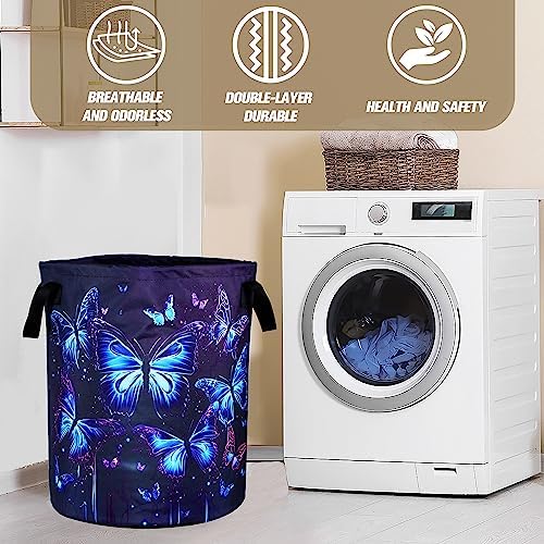 Blue Purple Butterfly Laundry Basket