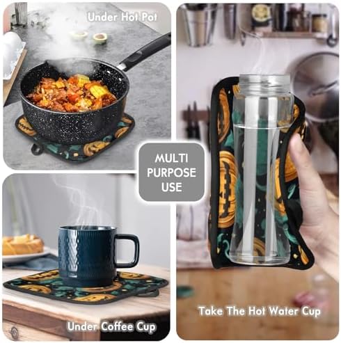 Cute Halloween Pumpkin Oven Mitt Set