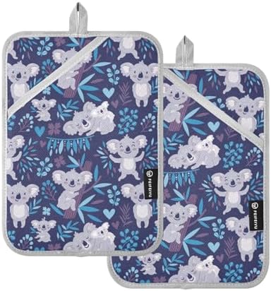Dalzium Potholder Set of 2 with Koala Bears and Floral Design