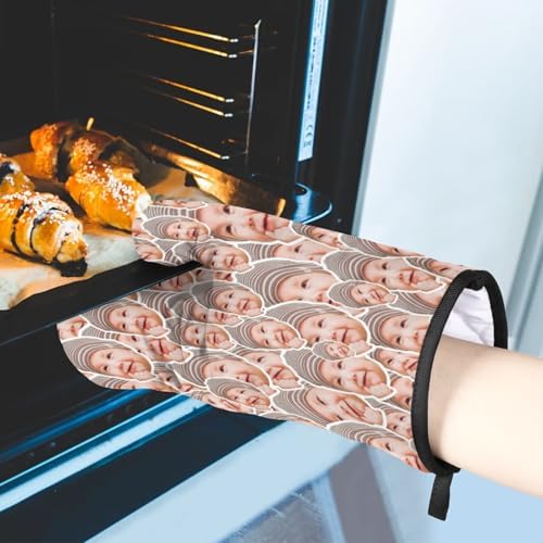 Personalized Oven Mitt Pot Holder Set with Your Face