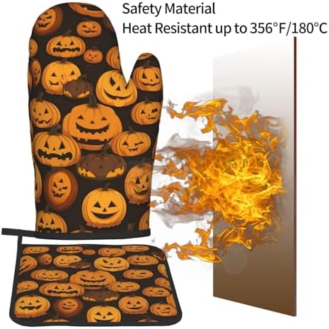 XHHRRDNZ Halloween pumpkin Oven Mitts Set of 2