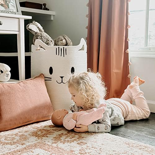 Cute Cat Basket White INDRESSME Tall Laundry Basket for Kids Cats