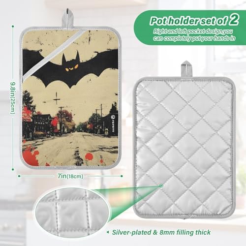 AIXIWAWA Halloween Retro Bat 2-Pack Pot Holders