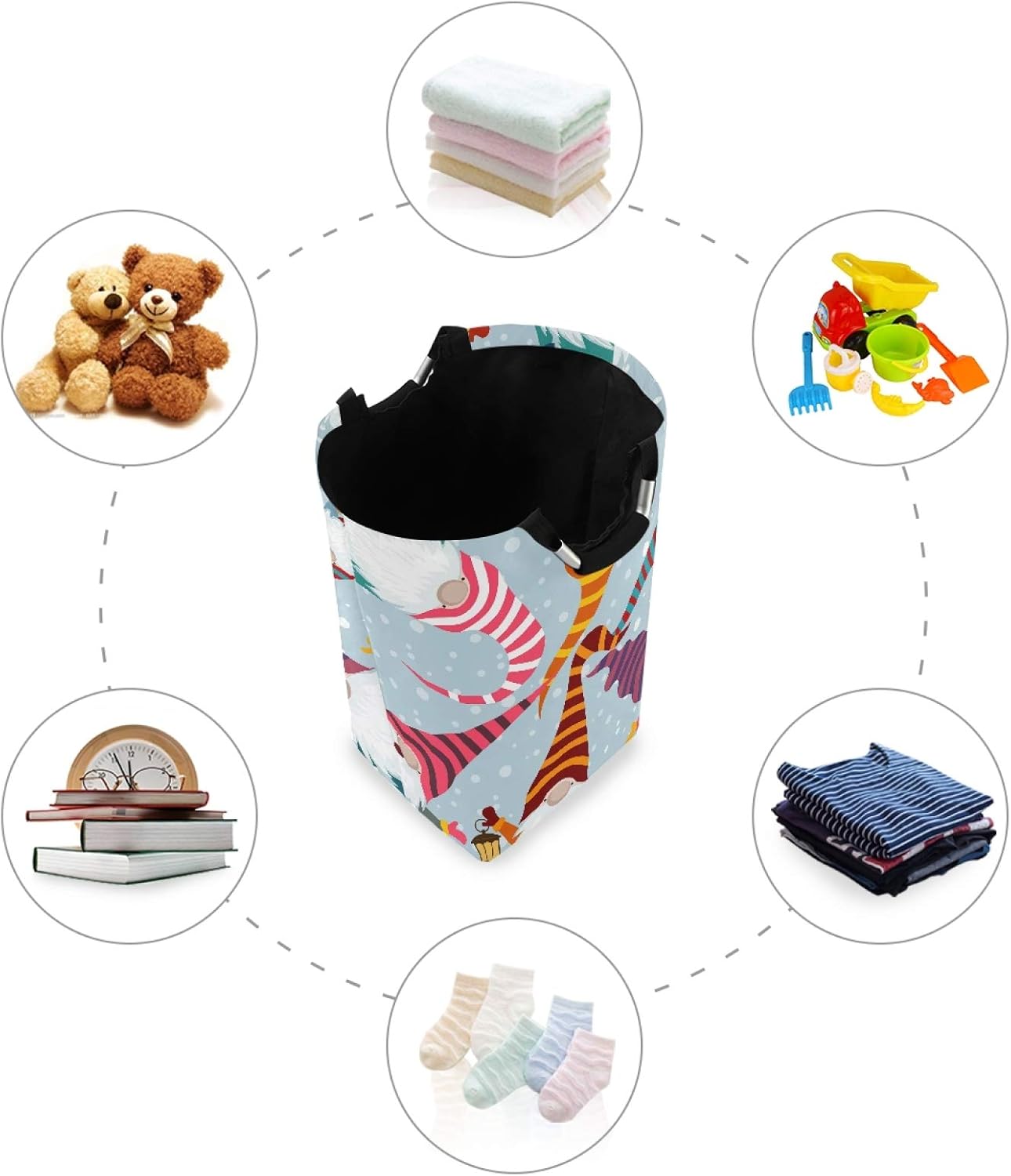 Susiyo Foldable Laundry Basket with Handles and Unique Pattern Design