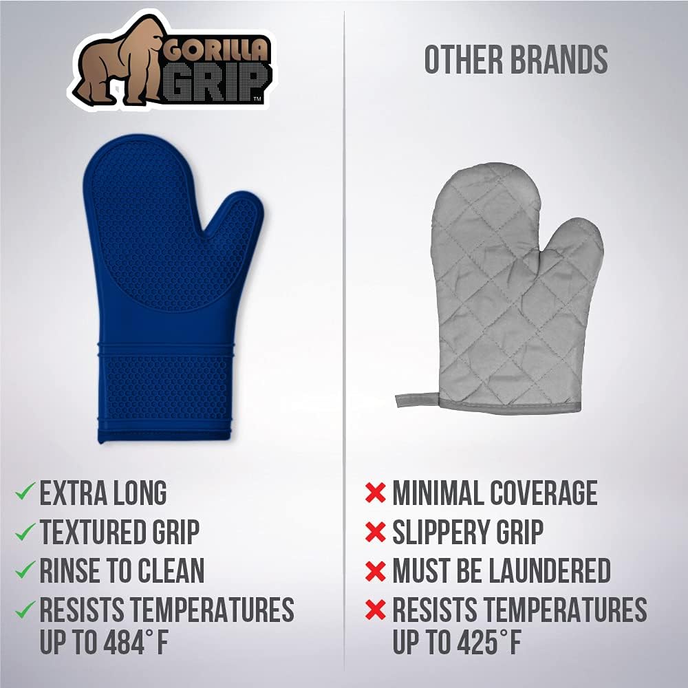 BPA-Free Silicone Oven Mitts Set Heat Resistant Soft Waterproof