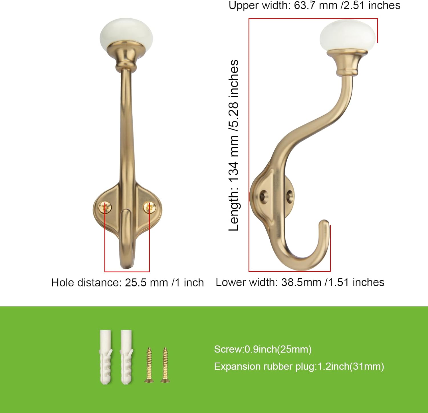 TUNNY 5-Pack Champagne Bronze Coat Hooks