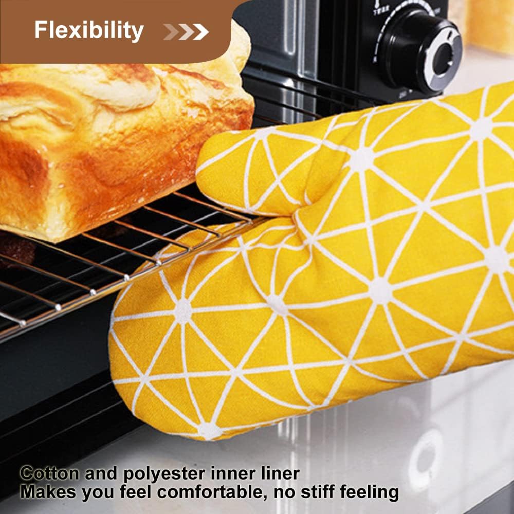Premium Heat-Resistant Oven Mitts 2-Pack Yellow