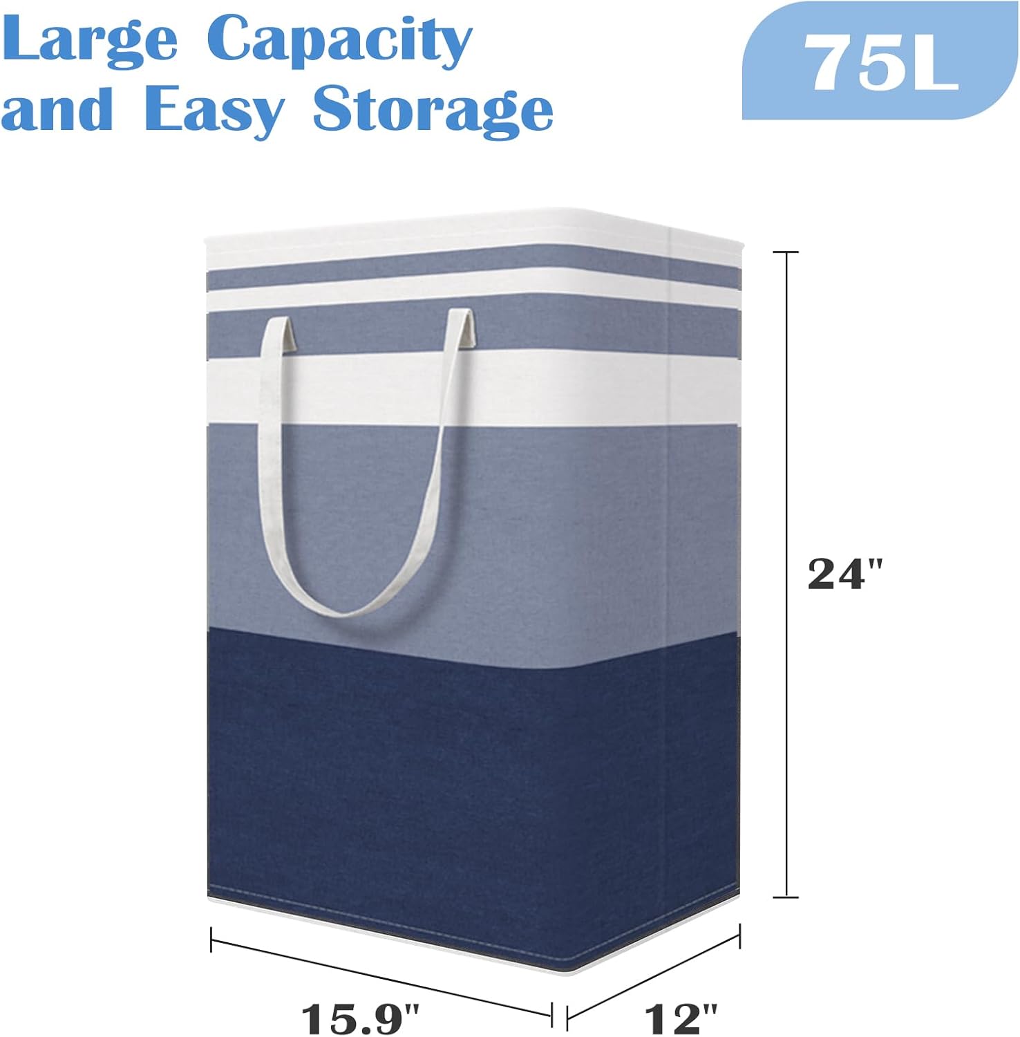BlissTotes 3-Pack Gradient Blue Collapsible Laundry Basket
