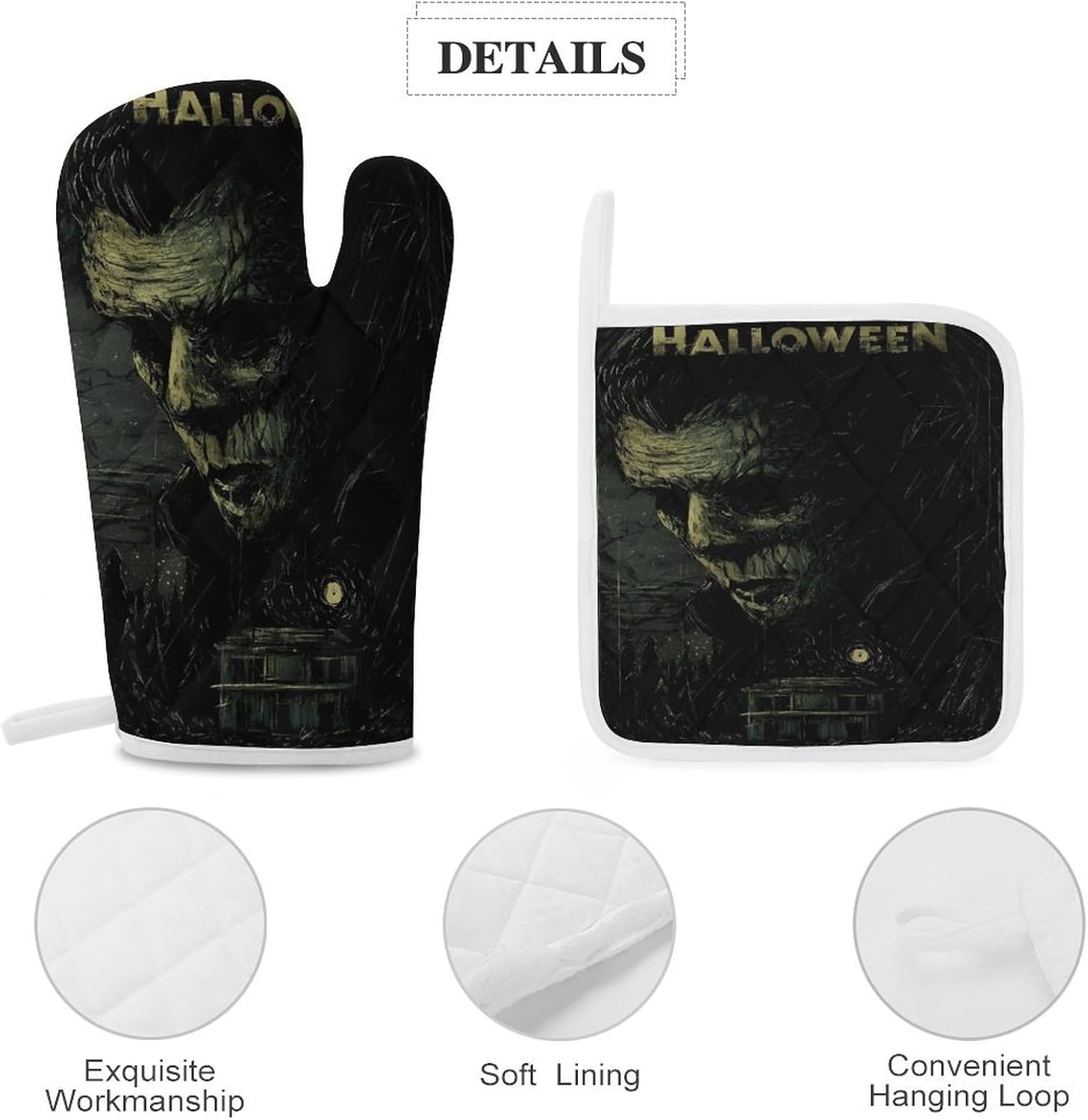 Halloween Oven Mitts Pot Holders Trick or Treat Set