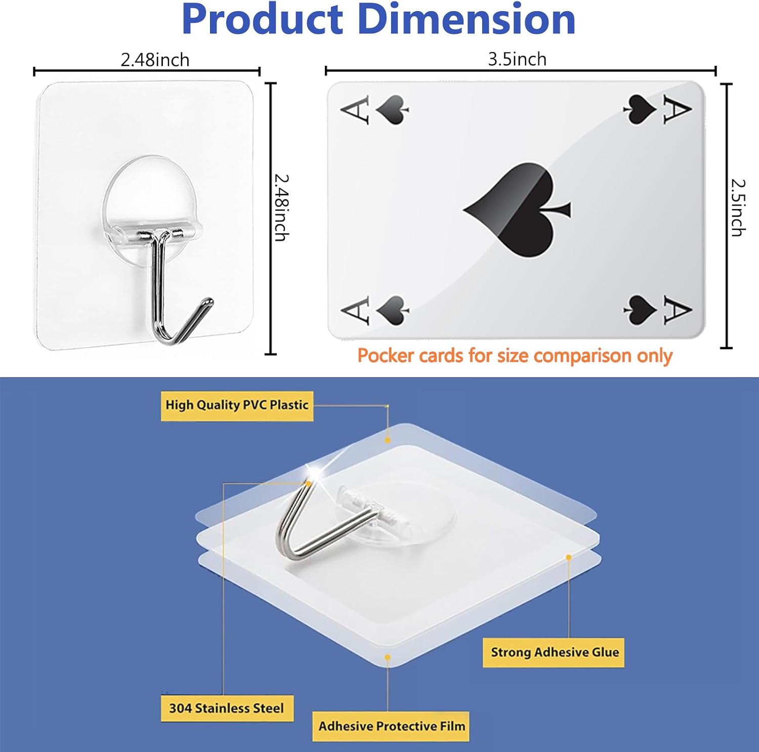 Strong adhesive hooks for home and outdoor use