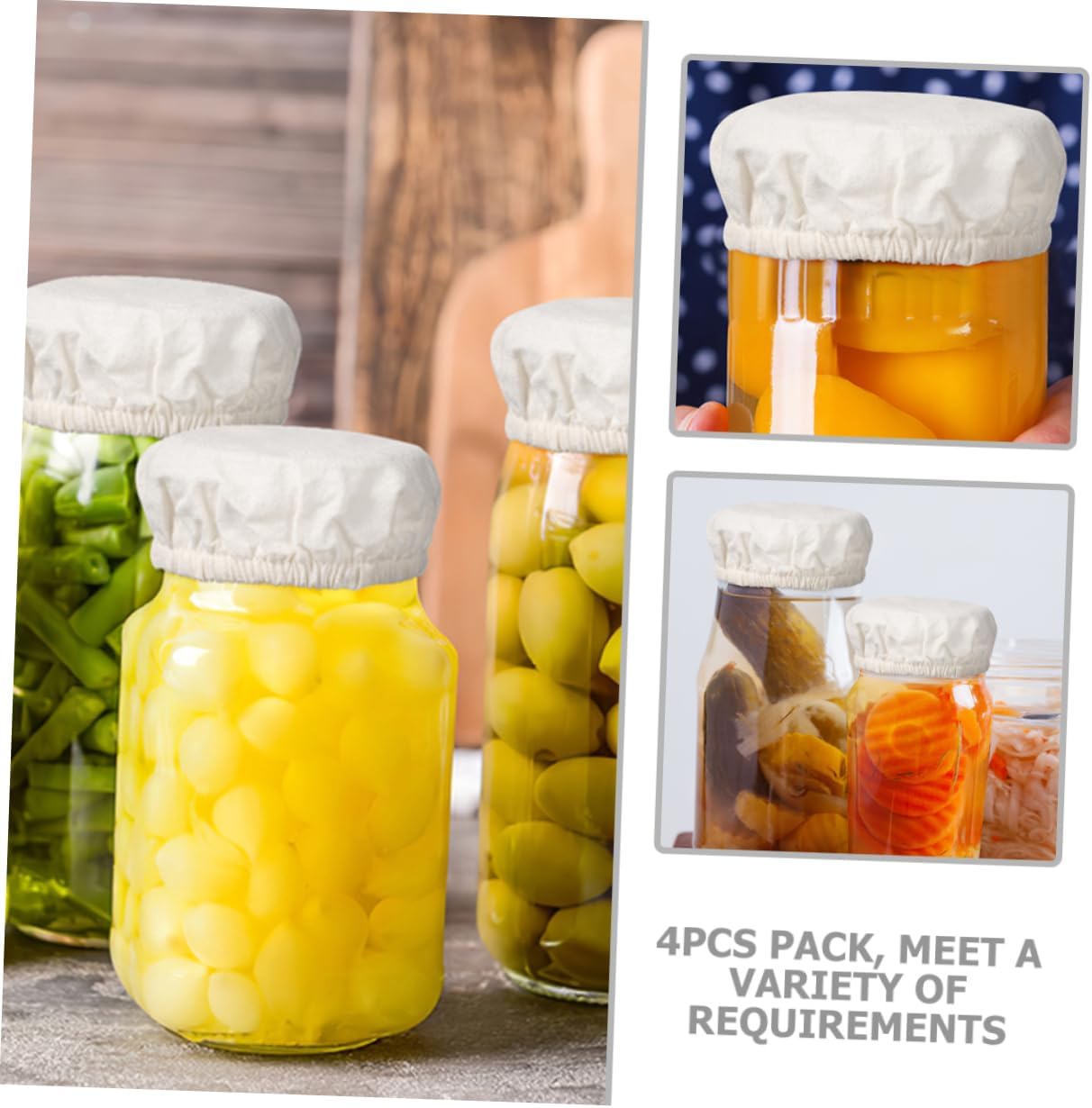 4pcs Cotton Jar Lid Covers for Storage and Canning
