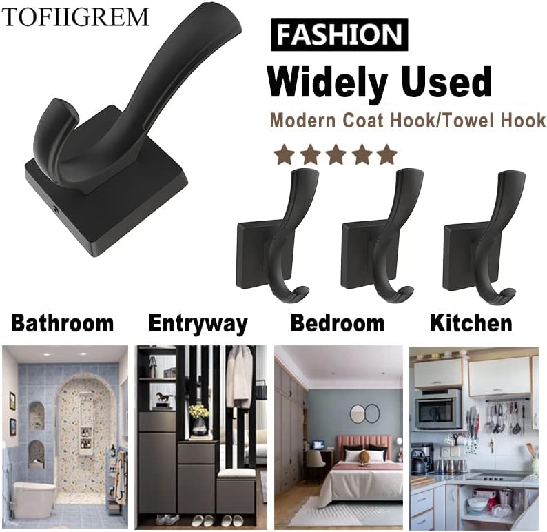 TOFIIGREM 3 PACK BLACK TOWEL HOOKS STURDYB Kind