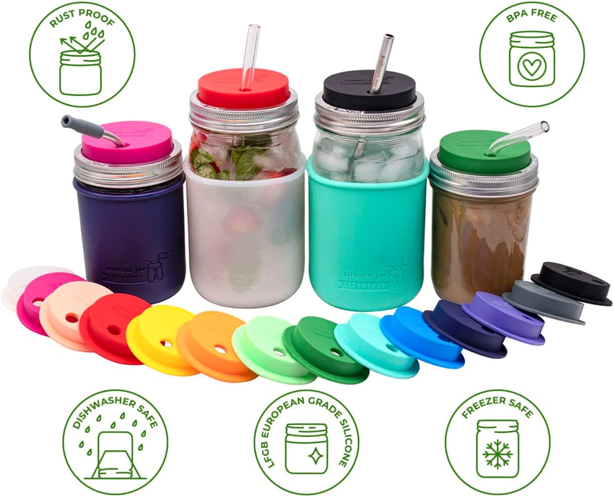 2-Piece Wide Mouth Silicone Tumbler Fermentation Lid Set from Mason Jar Lifestyle